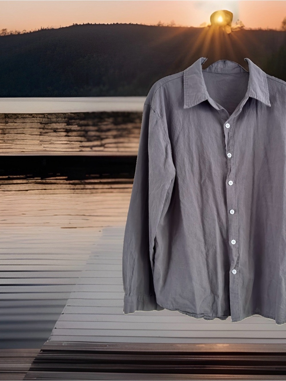 Men's Casual Button-Down Shirt in Gray
